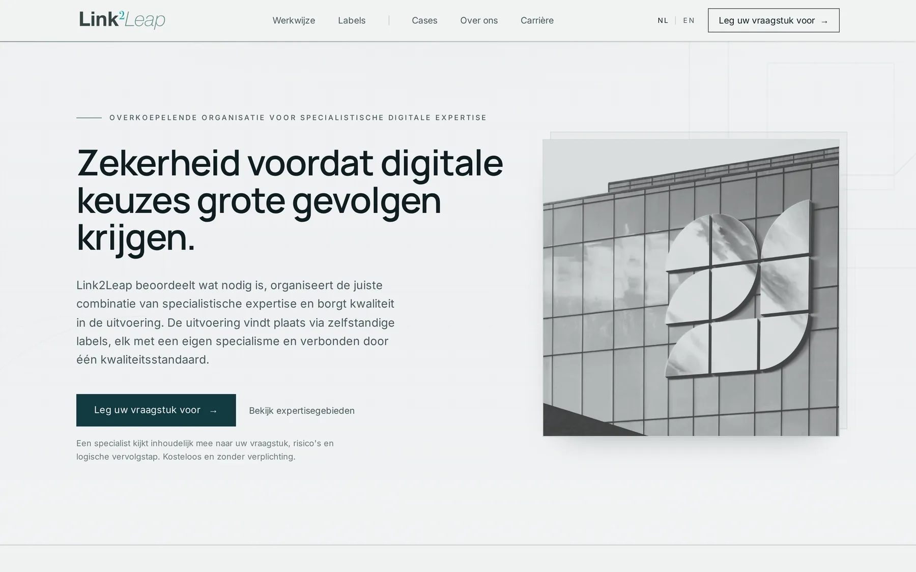 Websiteweergave van Link2Leap